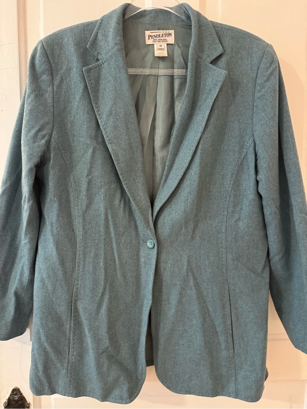 Pendleton Seafoam Wool Single-Button Blazer
